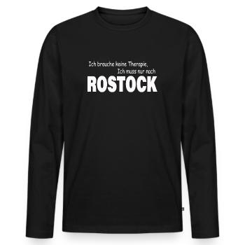 Therapie ROSTOCK - Männer Premium Bio Langarmshirt - Schwarz - Vorne - Nico (187cm)