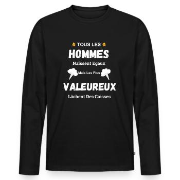Farter Funny Gift Drop Crates - Men's Premium Organic Long Sleeve Shirt - black - Front - Nico (187cm)