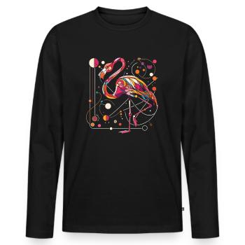 Cool Flamingo - Gift for Animal Lover - Men's Premium Organic Long Sleeve Shirt - black - Front - Nico (187cm)