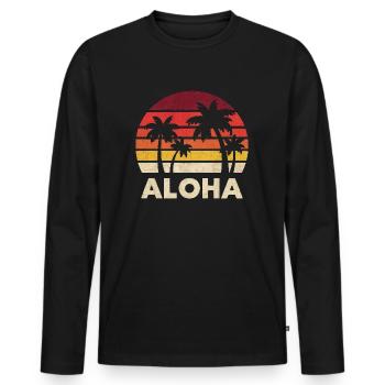 Aloha Vintage Sunset - Männer Premium Bio Langarmshirt - Schwarz - Vorne - Nico (187cm)