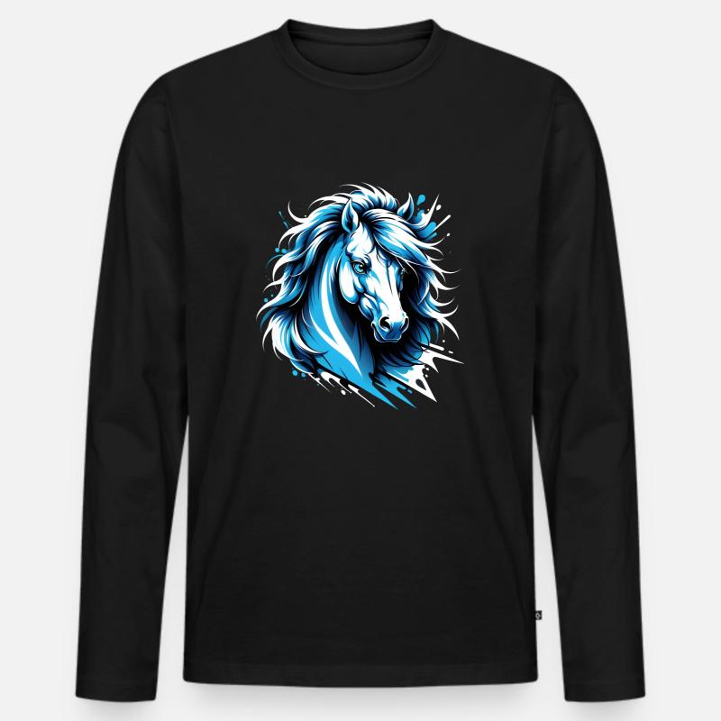 Dallas Pferd. Texas - Männer Premium Bio Langarmshirt - Schwarz