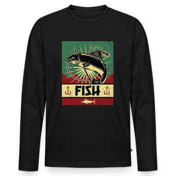 Propagande de pêche - T-shirt manches longues Premium bio Homme - noir - Devant - Nico (187cm)