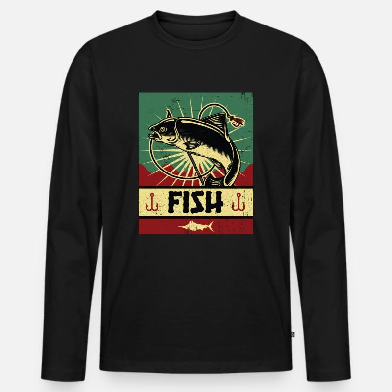 Fischen Propaganda - Männer Premium Bio Langarmshirt - Schwarz
