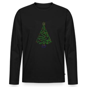 Arbre de Noël ASCII art - T-shirt manches longues Premium bio Homme - noir - Devant - Nico (187cm)