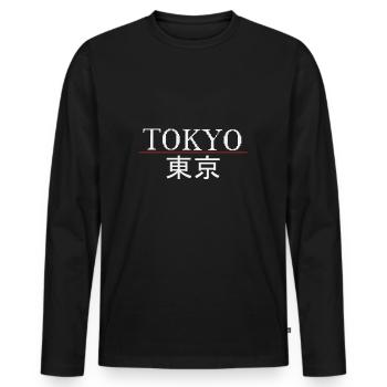 Tokyo - T-shirt manches longues Premium bio Homme - noir - Devant - Nico (187cm)