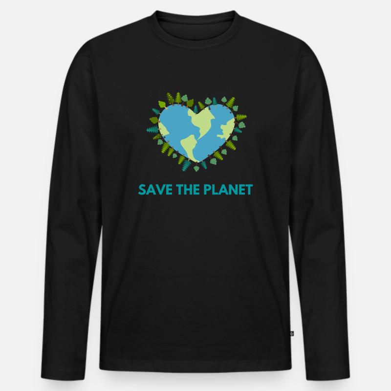 Save The Planet! - Männer Premium Bio Langarmshirt - Schwarz