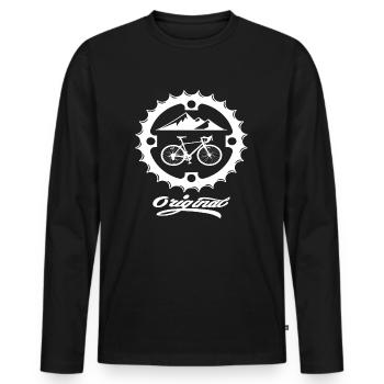 Rennrad Radsport Retro Berge - Männer Premium Bio Langarmshirt - Schwarz - Vorne - Nico (187cm)