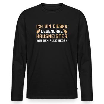 Hausverwaltung Legendärer Hausmeister - Männer Premium Bio Langarmshirt - Schwarz - Vorne - Nico (187cm)