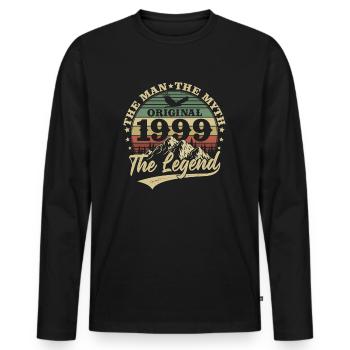 1999 Vintage anniversaire homme mythe légende - T-shirt manches longues Premium bio Homme - noir - Devant - Nico (187cm)