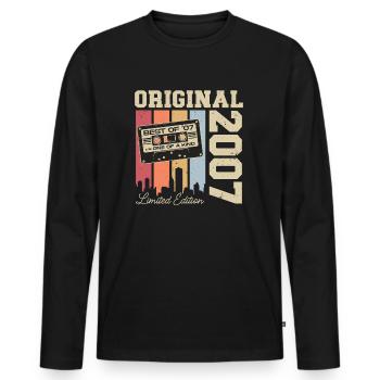 2007 Vintage Vintage Rétro Anniversaire - T-shirt manches longues Premium bio Homme - noir - Devant - Nico (187cm)