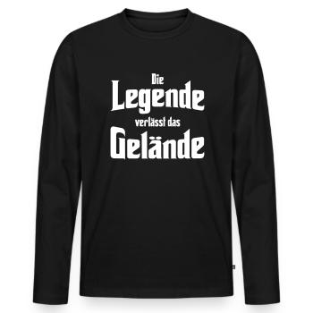 Die Legende verlässt das Gelände - Männer Premium Bio Langarmshirt - Schwarz - Vorne - Nico (187cm)