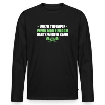 Wozu Therapie wenn man Darts werfen kann - Männer Premium Bio Langarmshirt - Schwarz - Vorne - Nico (187cm)