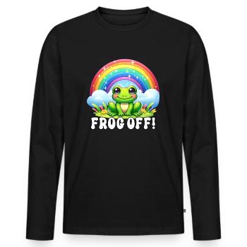 Frog Off Lustiger Ironischer Spruch - Männer Premium Bio Langarmshirt - Schwarz - Vorne - Nico (187cm)