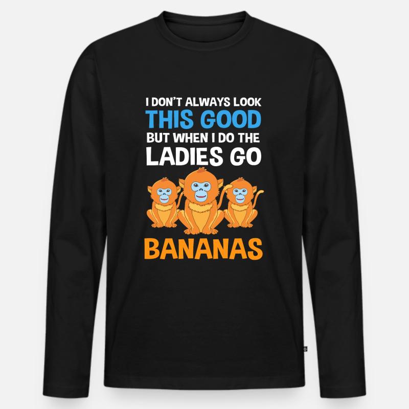 Stupsnasenaffe Affe Schimpanse - Männer Premium Bio Langarmshirt - Schwarz