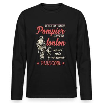 Super Tonton Pompier Cadeau Fete Des Peres - T-shirt manches longues Premium bio Homme - noir - Devant - Nico (187cm)