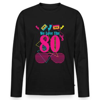 80's love - Männer Premium Bio Langarmshirt - Schwarz - Vorne - Nico (187cm)
