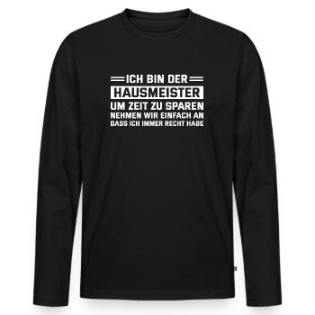 Hausmeister Humor Hauswart - Männer Premium Bio Langarmshirt - Schwarz - Vorne - Nico (187cm)