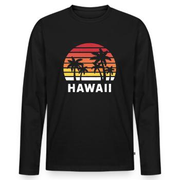 Hawaii Vintage Sunset - Männer Premium Bio Langarmshirt - Schwarz - Vorne - Nico (187cm)