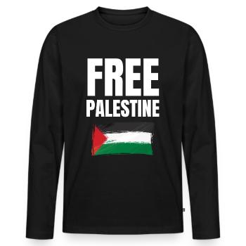 Free Palestine Freedom Freiheit Palestina - T-shirt manches longues Premium bio Homme - noir - Devant - Nico (187cm)