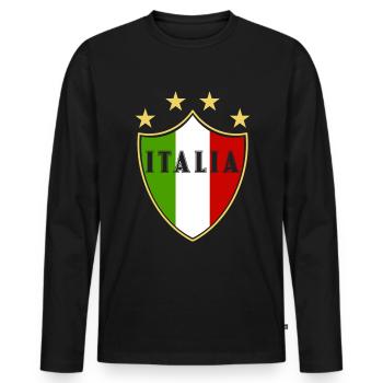 Italia fun - Männer Premium Bio Langarmshirt - Schwarz - Vorne - Nico (187cm)