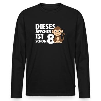 8ème anniversaire 2016 - ce singe a déjà 8 ans - T-shirt manches longues Premium bio Homme - noir - Devant - Nico (187cm)