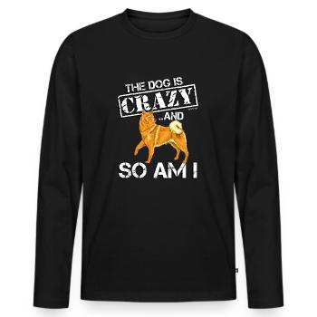 Finlandais Spitz Crazy - T-shirt manches longues Premium bio Homme - noir - Devant - Nico (187cm)