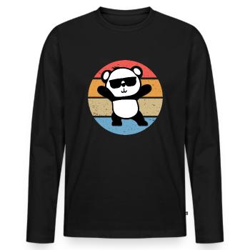 Panda Cool Sunglasses Retro Vintage Gift - Men's Premium Organic Long Sleeve Shirt - black - Front - Nico (187cm)
