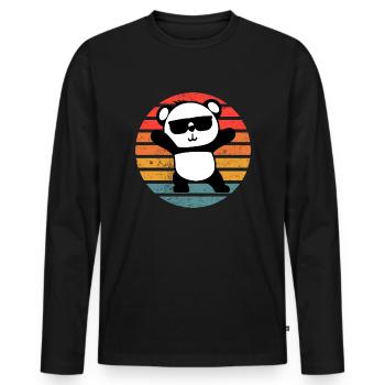 Panda Retro Cool Party Dance Retro Vintage Gift - Men's Premium Organic Long Sleeve Shirt - black - Front - Nico (187cm)