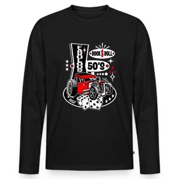 Rockabilly Hot Rod 1950s Vintage Rockers 50s - Men's Premium Organic Long Sleeve Shirt - black - Front - Nico (187cm)