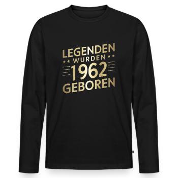 Legends were born in 1962 - Men's Premium Organic Long Sleeve Shirt - black - Front - Nico (187cm)