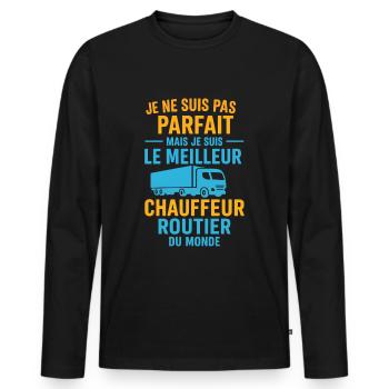 Le meilleur chauffeur routier du monde - T-shirt manches longues Premium bio Homme - noir - Devant - Nico (187cm)