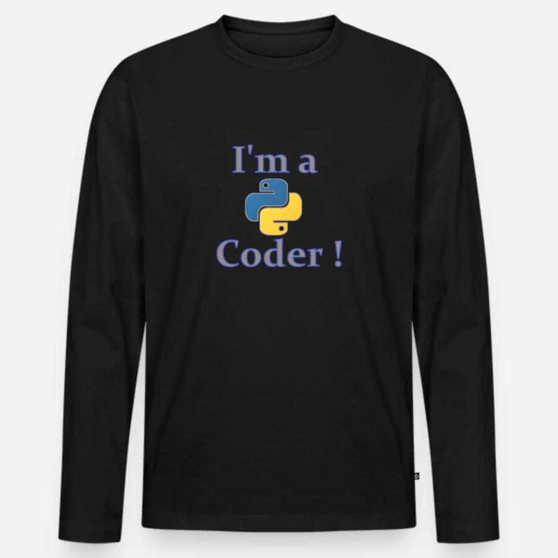 Ich bin Python-Code - Männer Premium Bio Langarmshirt - Schwarz