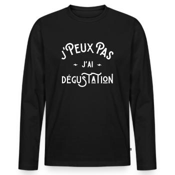 je peux pas j'ai dégustation cadeau humour - T-shirt manches longues Premium bio Homme - noir - Devant - Nico (187cm)