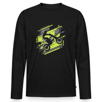 Motocross Enduro Dirt Bike Motorcycle Moto-Cross - Men's Premium Organic Long Sleeve Shirt - black - Front - Nico (187cm)