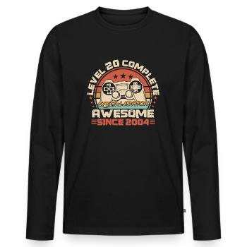 20th Birthday Gamer né en 2004 - T-shirt manches longues Premium bio Homme - noir - Devant - Nico (187cm)