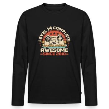 14 Geburtstag Gamer Jahrgang 2010 geboren - Männer Premium Bio Langarmshirt - Schwarz - Vorne - Nico (187cm)