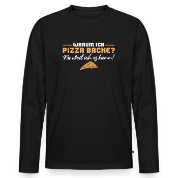 Pizza backen weil ich es kann Pizzabäcker - Männer Premium Bio Langarmshirt - Schwarz - Vorne - Nico (187cm)