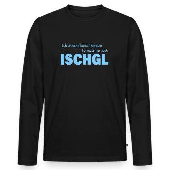 Therapie ISCHGL - Männer Premium Bio Langarmshirt - Schwarz - Vorne - Nico (187cm)