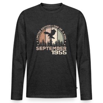 Incomparable since September 1955 69 Anniversary - Men's Premium Organic Long Sleeve Shirt - heather anthracite - Front - Nico (187cm)