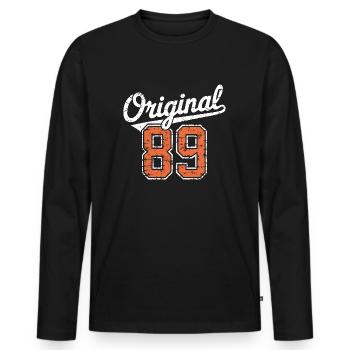 Original 89 - 36 ans Anniversaire - T-shirt manches longues Premium bio Homme - noir - Devant - Nico (187cm)