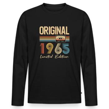 Anniversaire 60 Ans Original 1965 Cadeau Fête - T-shirt manches longues Premium bio Homme - noir - Devant - Nico (187cm)