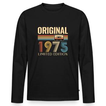 50. Geburtstag 50 Jahre Original 1975 - Männer Premium Bio Langarmshirt - Schwarz - Vorne - Nico (187cm)