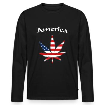America Weed USA - Männer Premium Bio Langarmshirt - Schwarz - Vorne - Nico (187cm)