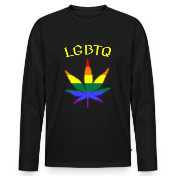Pride, LGBTQ, LGBT, Schwul, Ganja - Männer Premium Bio Langarmshirt - Schwarz - Vorne - Nico (187cm)