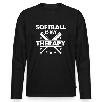 Le softball est ma thérapie - T-shirt manches longues Premium bio Homme - noir - Devant - Nico (187cm)