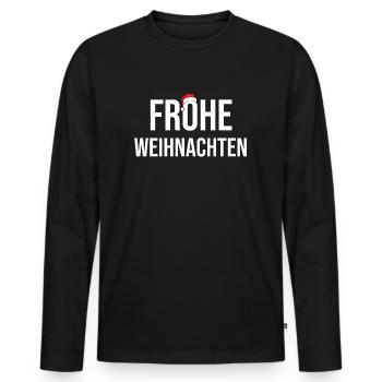 Merry Christmas - Men's Premium Organic Long Sleeve Shirt - black - Front - Nico (187cm)