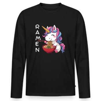Ramen Einhorn - Männer Premium Bio Langarmshirt - Schwarz - Vorne - Nico (187cm)