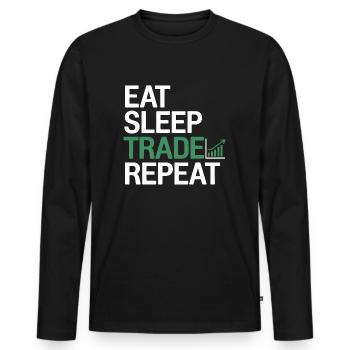 Manger Dormir Commerce Répéter - T-shirt manches longues Premium bio Homme - noir - Devant - Nico (187cm)