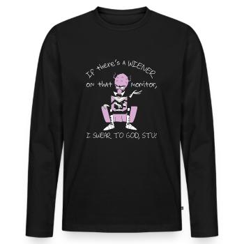 Rick Et Morty If There's A Wiener - T-shirt manches longues Premium bio Homme - noir - Devant - Nico (187cm)