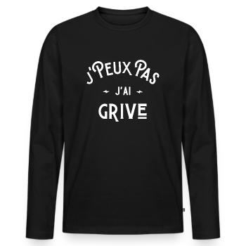 je peux pas j'ai grive cadeau humour citations - T-shirt manches longues Premium bio Homme - noir - Devant - Nico (187cm)